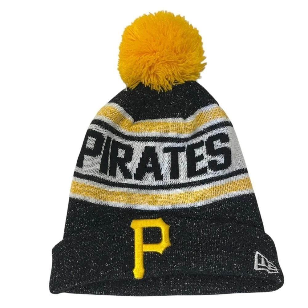 New Era Pittsburgh Pirates Youth  Beanie with Yellow Pom